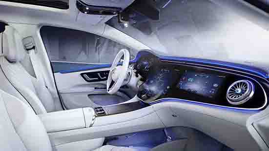 استفاده از سیستم پیشرفته اطلاعات سرگرمی خودرو ال‌جی در اتومبیل سدان الکتریکی لوکس و جدید مرسدس بنز