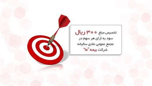 تخصیص مبلغ ۳۰۰ ریال سود به ازای هر سهم در مجمع عمومی عادی سالیانه شرکت بیمه ما