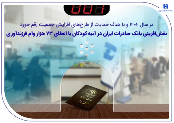 نقشآفرینی بانک صادرات ایران در آتیه کودکان با اعطای ۷۳ هزار وام فرزندآوری